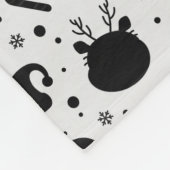 Black White Christmas Seamless Pattern Fleece Deken (Hoek)