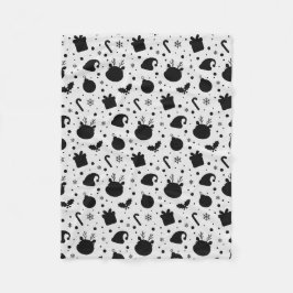 Black White Christmas Seamless Pattern Fleece Deken