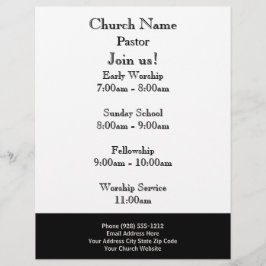 Black White Church Flyer, doe mee met onze dienste Flyer