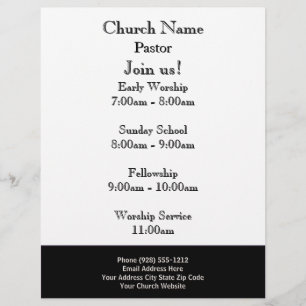 Black White Church Flyer, doe mee met onze dienste Flyer