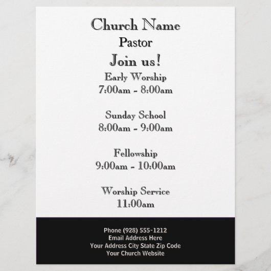 Black White Church Flyer, doe mee met onze dienste Flyer (Voorkant)
