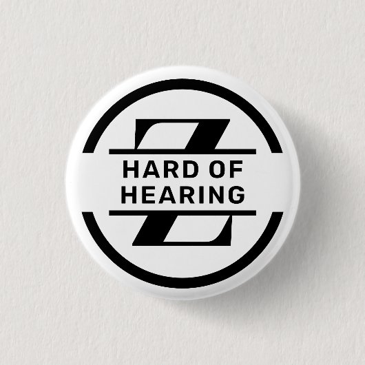 Black White Circle Monogram Hard of Hearing Ronde Button 3,2 Cm (Voorkant)