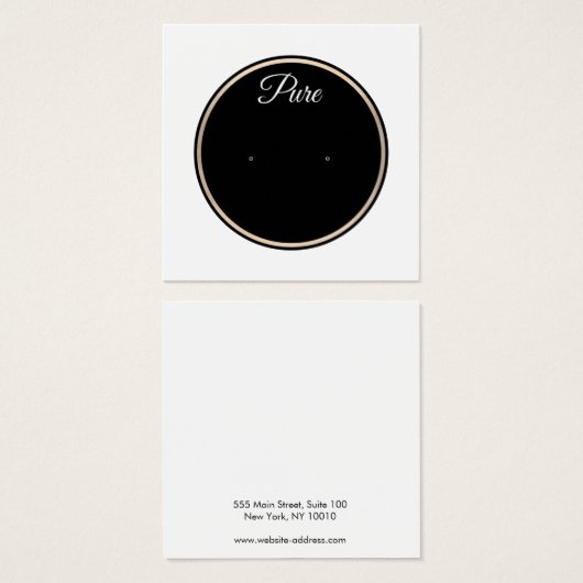 Black White Circle Study Earring Display Holder Vierkante Visitekaartjes (Voorkant /achterkant)