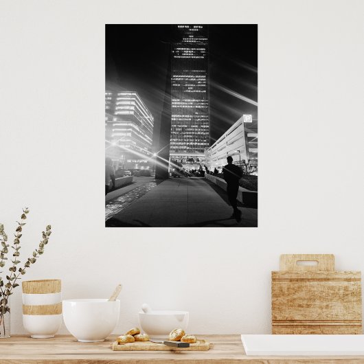Black & White City Lights Poster (Keuken)