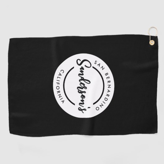 Black White City Plaats Locatie Naam Circle Golfhanddoek (Horizontaal)