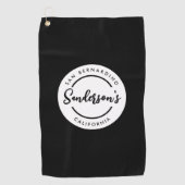 Black White City Plaats Locatie Naam Circle Golfhanddoek (Voorkant)