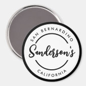 Black White City Plaats Locatie Naam Circle Magneet (Voorkant / Achterkant)