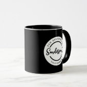 Black White City Plaats Locatie Naam Circle Mok (Voorkant rechts)