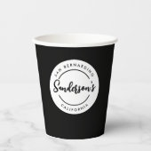 Black White City Plaats Locatie Naam Circle Papieren Bekers (Voorkant)