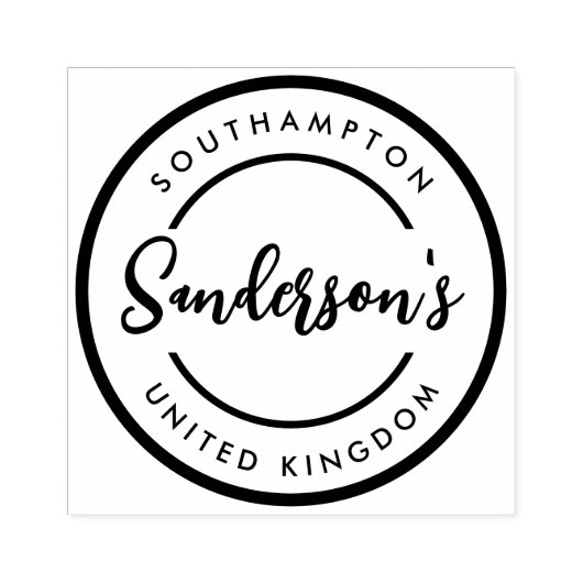 Black White City Plaats Locatie Naam Circle Rubberstempel (Afrduk)