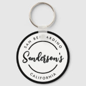 Black White City Plaats Locatie Naam Circle Sleutelhanger (Voorkant)