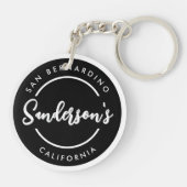 Black White City Town Place Location Name Circle  Sleutelhanger (Achterkant)