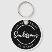 Black White City Town Place Location Name Circle Sleutelhanger (Voorkant)