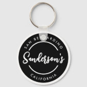 Black White City Town Place Location Name Circle Sleutelhanger (Achterkant)