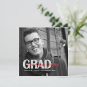 Black White "Class of" Afstudeerder Foto-uitnodigi Aankondiging (Staand voorkant)