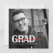 Black White "Class of" Afstudeerder Foto-uitnodigi Aankondiging (Voorkant)
