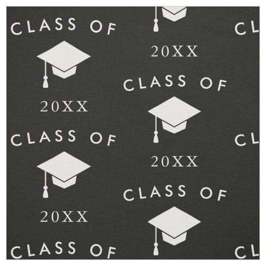 Black White Class of Year Afstuderen Stof (Swatch)