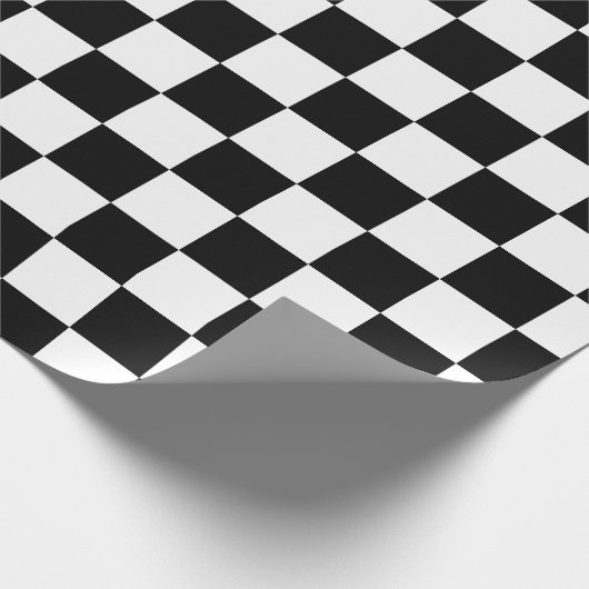 Black White Classic Checker Checkered Flag Cadeaupapier (Hoek)