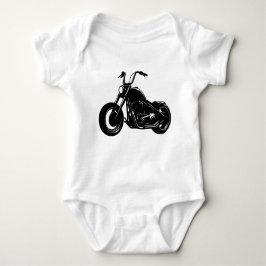 Black White Classic Cruiser Motorcycle Vector Art Romper