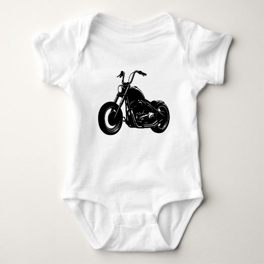 Black White Classic Cruiser Motorcycle Vector Art Romper (Voorkant)