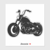 Black White Classic Cruiser Motorcycle Vector Art Sticker (Vel)