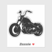 Black White Classic Cruiser Motorcycle Vector Art Sticker (Vel)