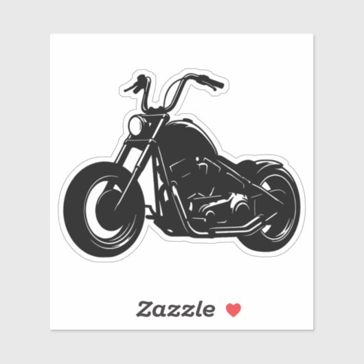 Black White Classic Cruiser Motorcycle Vector Art Sticker (Vel)
