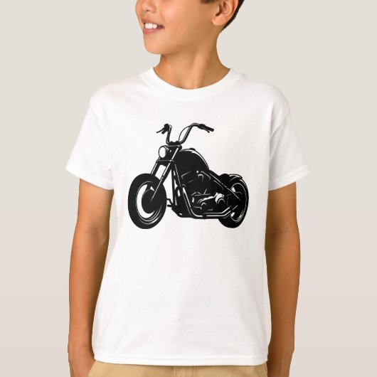 Black White Classic Cruiser Motorcycle Vector Art T-shirt (Voorkant)