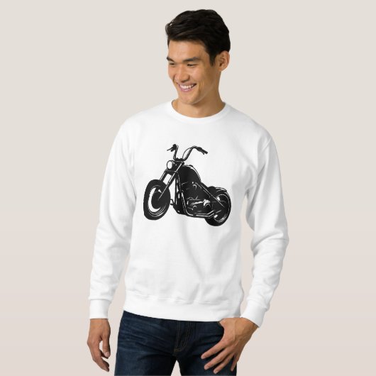 Black White Classic Cruiser Motorcycle Vector Art Trui (Voorkant volledig)
