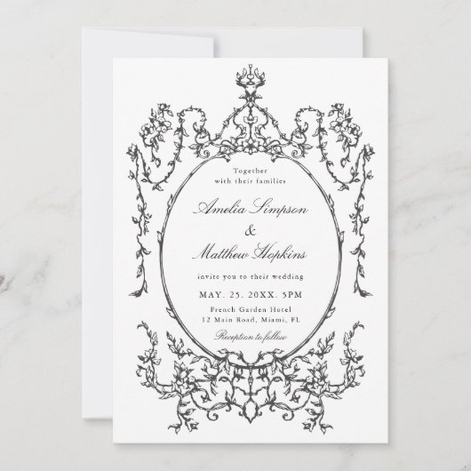 Black & White Classic Frame Wedding            Kaart (Voorkant)