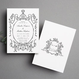 Black & White Classic Frame Wedding Kaart