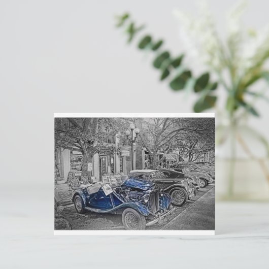 "Black White" "Classic MG" "Color Splash" Briefkaart (Staand voorkant)