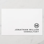 Black White Classic Monogram Briefpapier (Voorkant)