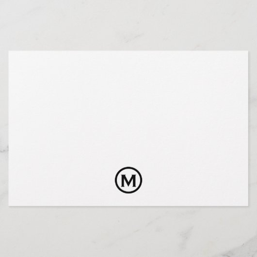 Black White Classic Monogram Briefpapier (Achterkant)