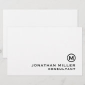 Black White Classic Monogram Briefpapier (Voorkant / Achterkant)