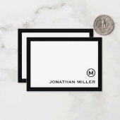 Black White Classic Monogram Notitiekaartje (Voorkant / Achterkant in situ)