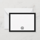 Black White Classic Monogram Notitiekaartje (Achterkant)