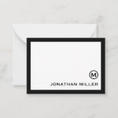 Black White Classic Monogram Notitiekaartje (Voorkant)