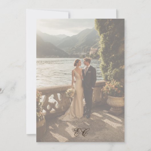 Black White Classic Timeless Calligraphy Wedding Kaart (Achterkant)