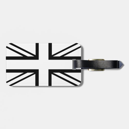 Black & White Classic Union Jack British (UK) vlag Bagagelabel (Achterkant horizontaal)