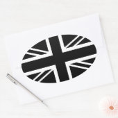 BLack & White Classic Union Jack British (UK) vlag Ovale Sticker (Envelop)