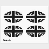 BLack & White Classic Union Jack British (UK) vlag Ovale Sticker (Vel)