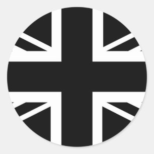 BLack & White Classic Union Jack British (UK) vlag Ronde Sticker