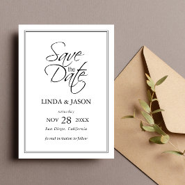 Black & White Classic Wedding Save The Date Kaart