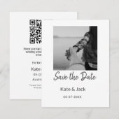 BLACK WHITE CLASSICsla de datum op voeg QR-naamdat Notitiekaartje (Voorkant / Achterkant)