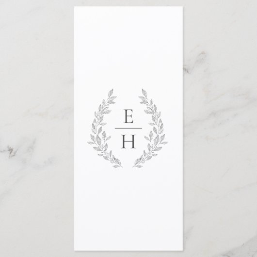Black White Classis Elegant Monogram Weddenschap M Menu (Achterkant)