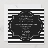 Black & White Classy Gestreepte Party Uitnodiging (Voorkant)