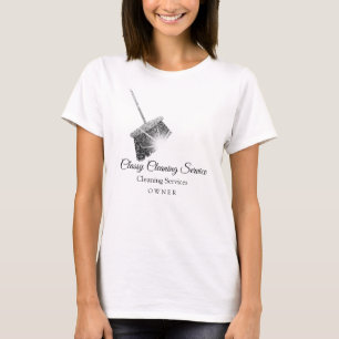 Black White Cleaning Service Maid Hause Keeping T-shirt