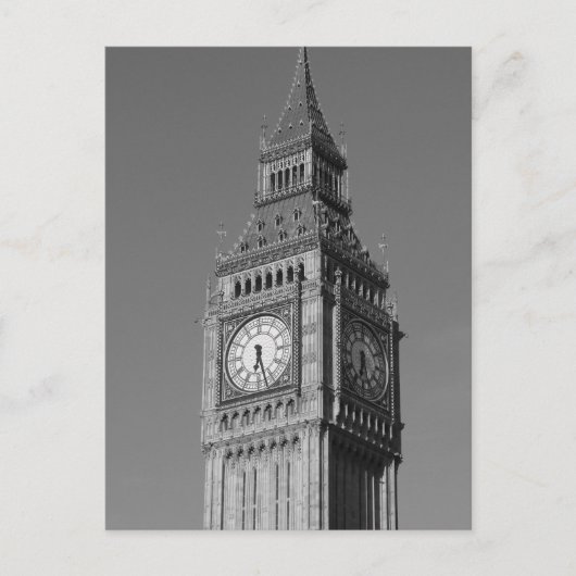Black White Close Big Ben Clock Tower London Briefkaart (Voorkant)