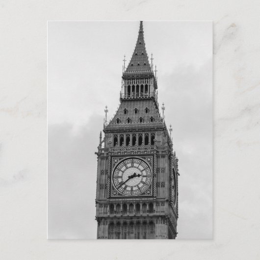 Black White Close Big Ben Clock Tower London Briefkaart (Voorkant)